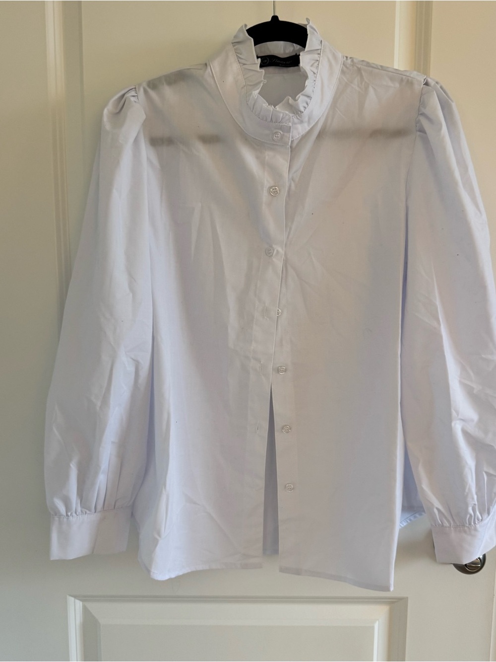 White Ruffle Collar Button-Up Shirt for Kids